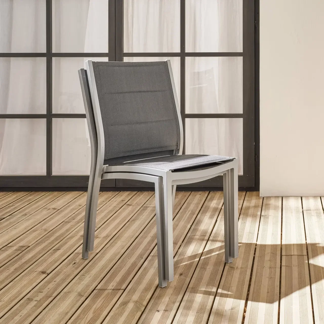 Chaises empilables aluminium jardin lot de 2 design contemporain