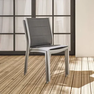 Chaises empilables aluminium jardin lot de 2 design contemporain
