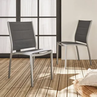 Chaises empilables aluminium jardin lot de 2 design contemporain