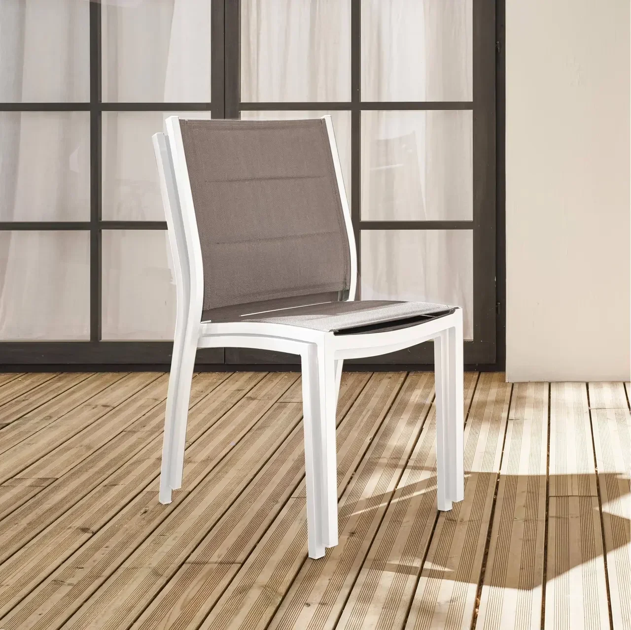 Lot de 2 chaises empilables aluminium jardin design contemporain textilène