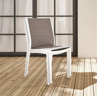 Lot de 2 chaises empilables aluminium jardin design contemporain textilène