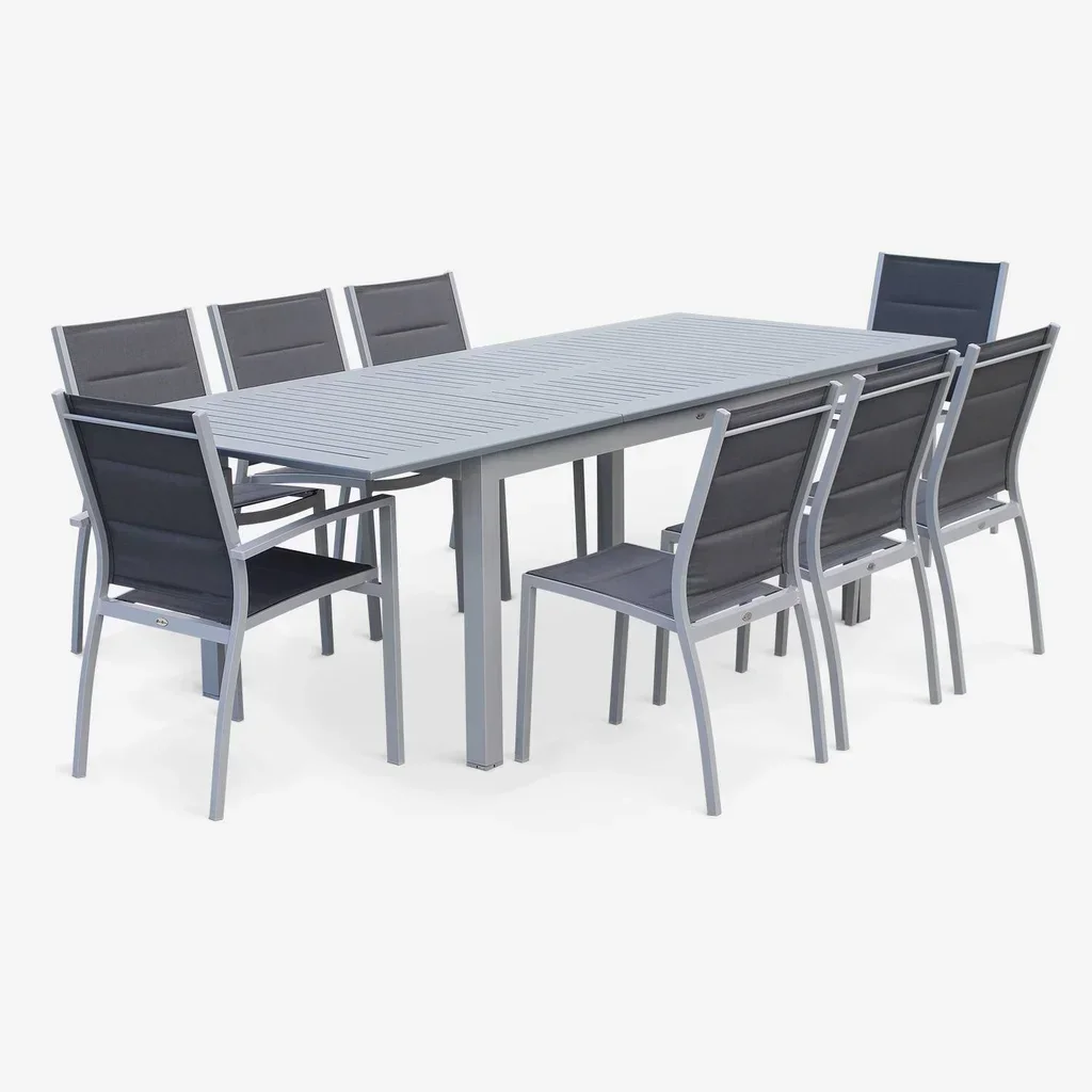 Chaises empilables aluminium jardin lot de 2 design contemporain
