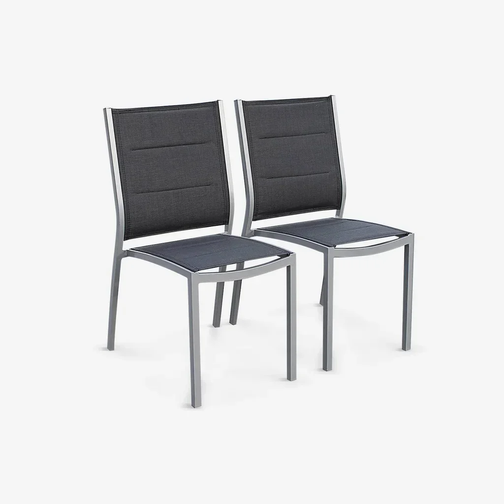 Chaises empilables aluminium jardin lot de 2 design contemporain