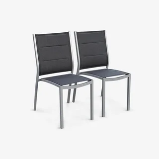 Chaises empilables aluminium jardin lot de 2 design contemporain
