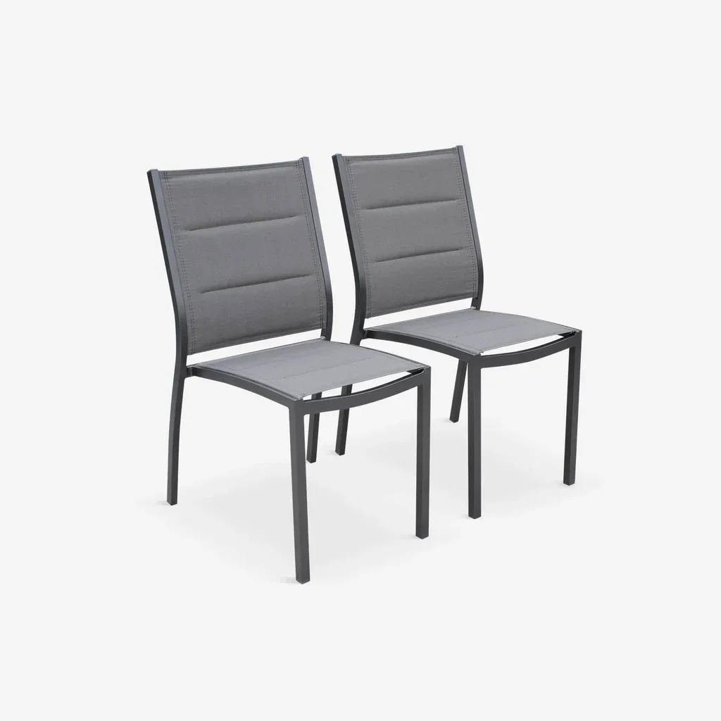 Lot 2 chaises empilables aluminium jardin Chicago Odenton design contemporain
