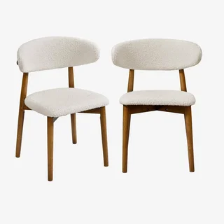 Lot de 2 chaises scandinaves hévéa bouclette