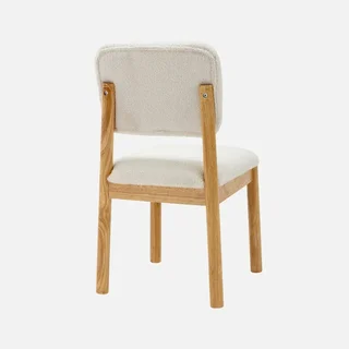 Set of 2 Hevea Wood Chairs with White Boucle Seat Cozy Scandinavian Dining