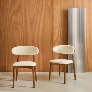 Lot de 2 chaises scandinaves hévéa bouclette