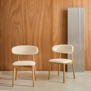 Chaises scandinaves hévéa bouclette lot de 2 design nordique
