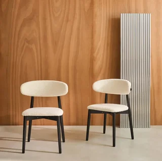 Lot 2 chaises scandinaves hévéa assise bouclette