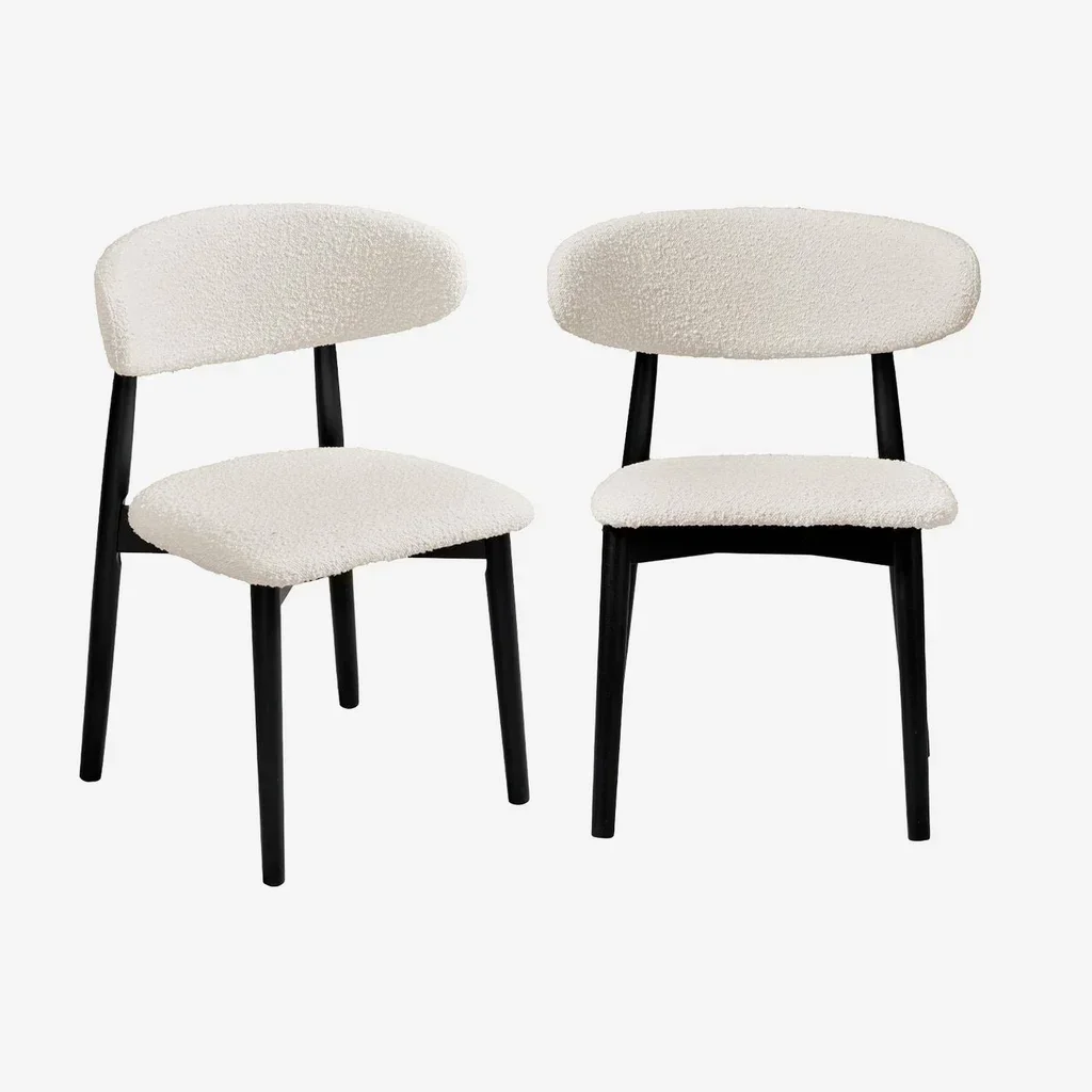 Lot 2 chaises scandinaves hévéa assise bouclette