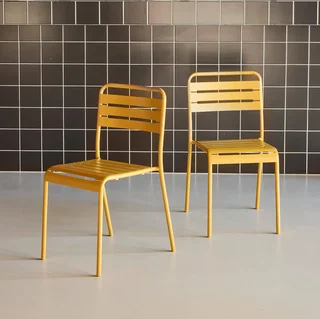 Lot 2 chaises jardin acier style bistrot Amélia empilables antirouille
