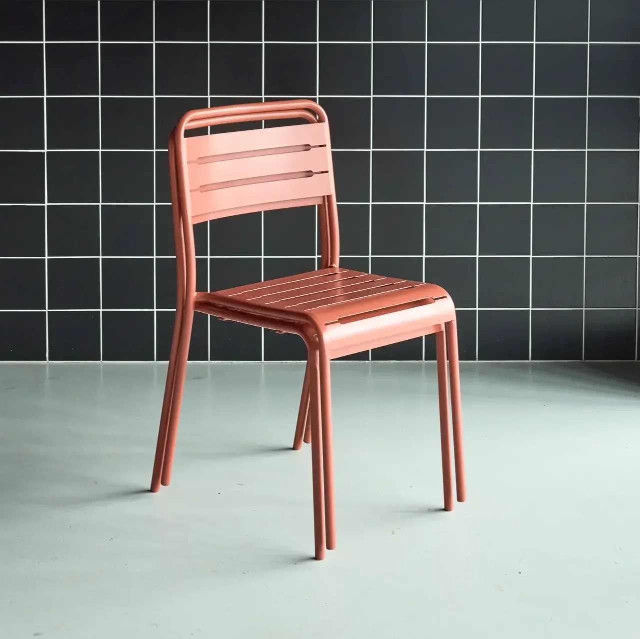 Lot de 2 chaises de jardin en acier Amélia style bistrot antirouille