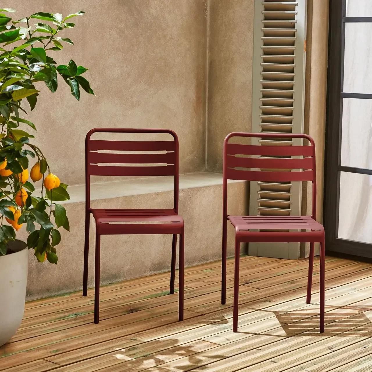Lot de 2 chaises de jardin en acier Amélia style bistrot