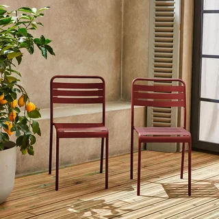 Lot de 2 chaises de jardin en acier Amélia style bistrot