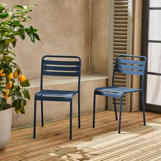 Lot 2 chaises jardin Amélia acier antirouille empilables design bistrot