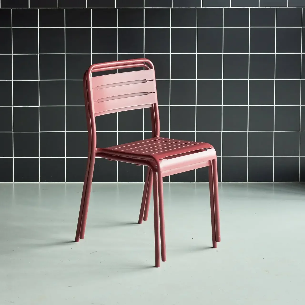 Lot de 2 chaises de jardin en acier Amélia style bistrot