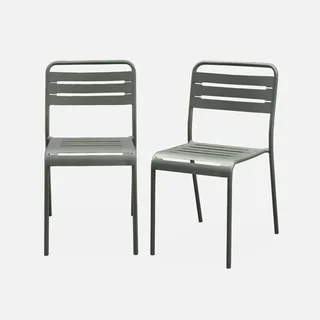 Lot 2 chaises bistrot jardin acier design intemporel empilables antirouille