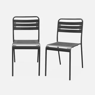 Lot 2 chaises jardin acier design bistrot Amélia empilables antirouille