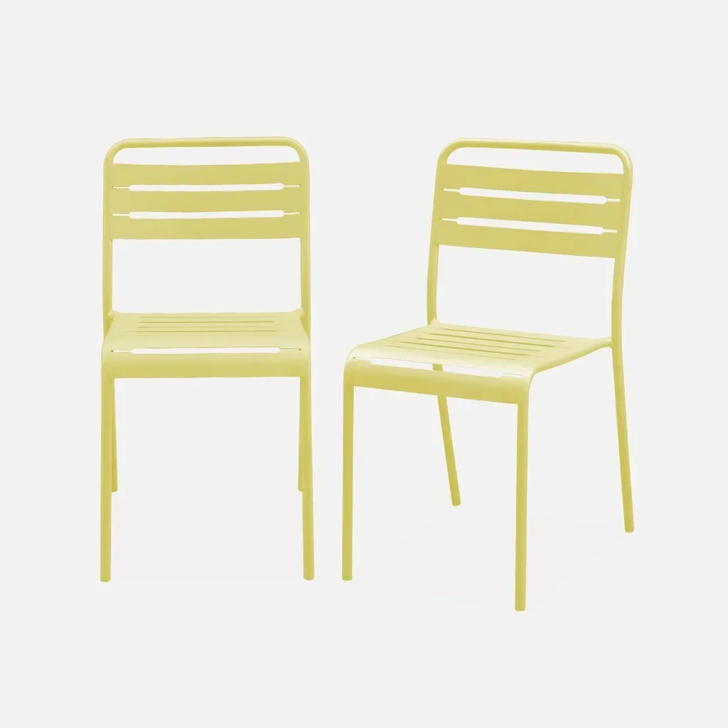Chaises de jardin Amélia en acier antirouille - Lot de 2 bistrot empilables