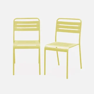Chaises de jardin Amélia en acier antirouille - Lot de 2 bistrot empilables