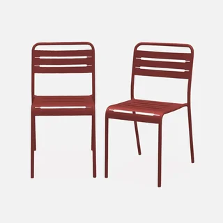 Lot de 2 chaises de jardin en acier Amélia style bistrot