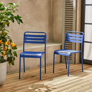 Lot 2 chaises jardin acier Amélia design bistrot empilables antirouille