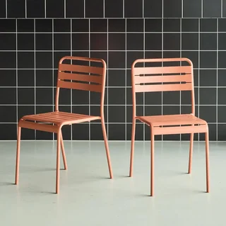Lot de 2 chaises bistrot de jardin Amélia en acier antirouille empilables
