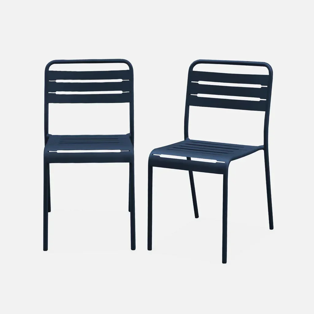Lot 2 chaises jardin Amélia acier antirouille empilables design bistrot