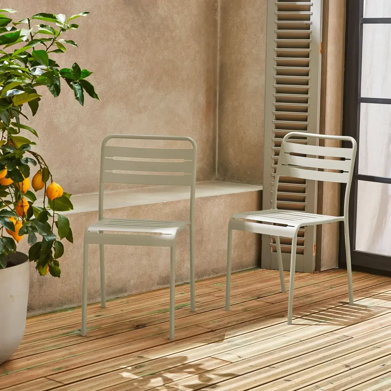 Lot de 2 chaises de jardin en acier style bistrot Amélia