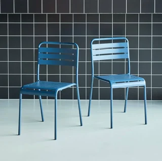 Lot 2 chaises jardin Amélia acier antirouille empilables design bistrot