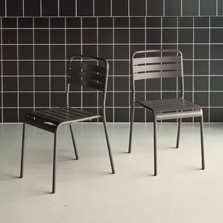 Lot 2 chaises jardin acier design bistrot Amélia empilables antirouille