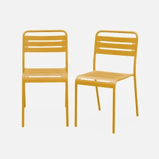 Lot 2 chaises jardin acier style bistrot Amélia empilables antirouille