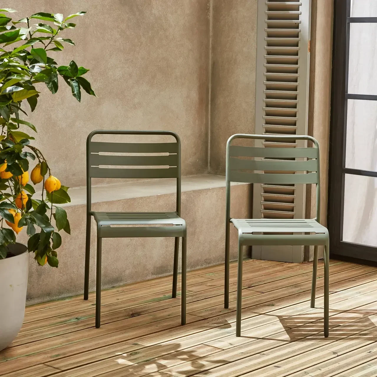 Lot 2 chaises bistrot jardin acier design intemporel empilables antirouille