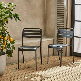 Lot 2 chaises jardin acier design bistrot Amélia empilables antirouille
