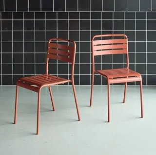 Lot de 2 chaises de jardin en acier Amélia style bistrot antirouille