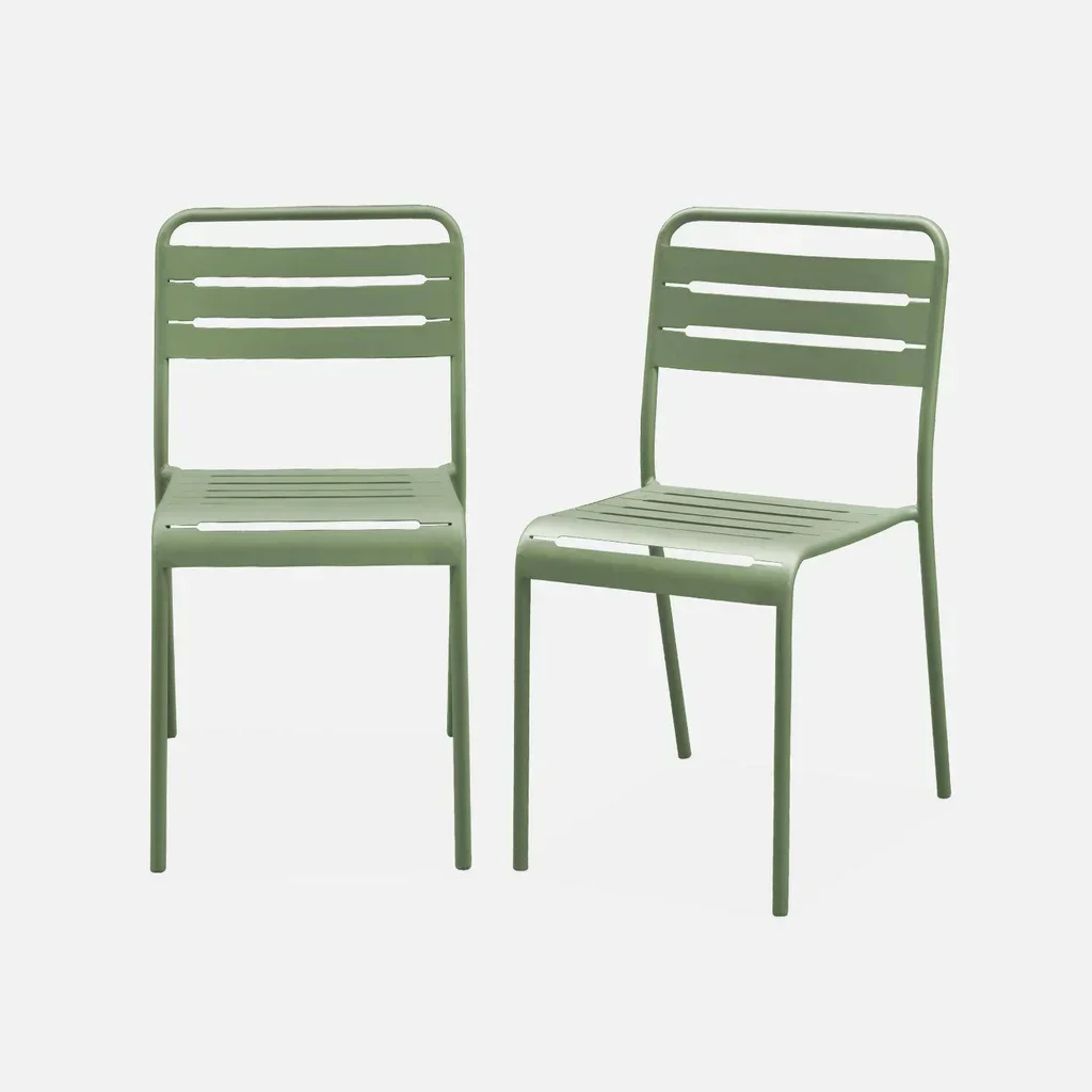 Lot 2 chaises jardin acier design bistrot intemporel empilables