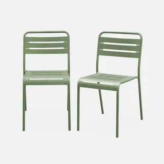 Lot 2 chaises jardin acier design bistrot intemporel empilables