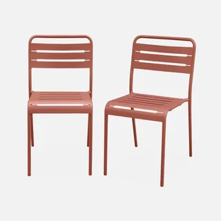Lot de 2 chaises de jardin en acier Amélia style bistrot antirouille
