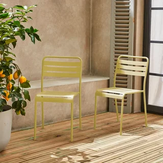 Chaises de jardin Amélia en acier antirouille - Lot de 2 bistrot empilables