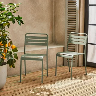 Lot 2 chaises jardin acier design bistrot intemporel empilables
