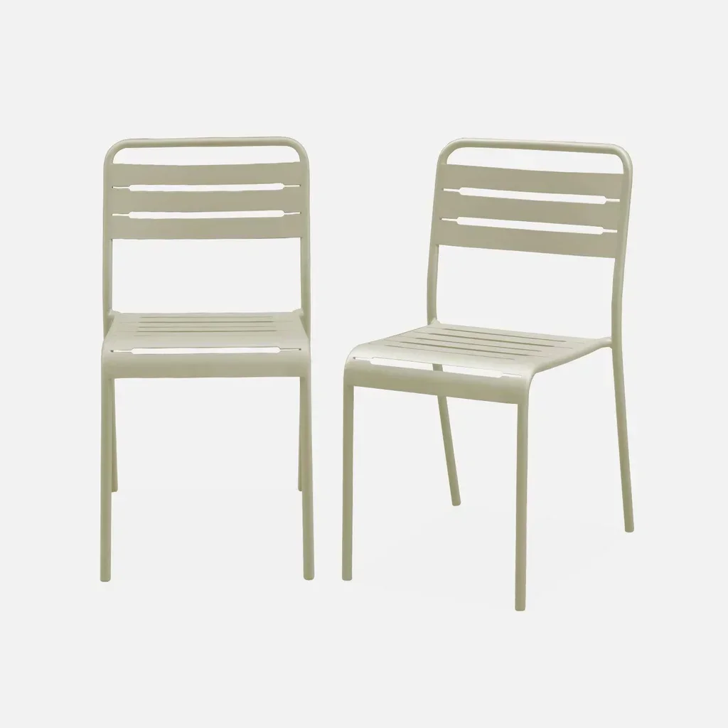 Lot de 2 chaises de jardin en acier style bistrot Amélia