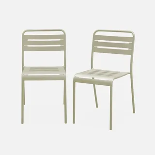 Lot de 2 chaises de jardin en acier style bistrot Amélia