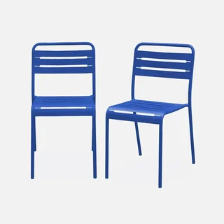 Lot 2 chaises jardin acier Amélia design bistrot empilables antirouille