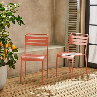Lot de 2 chaises bistrot de jardin Amélia en acier antirouille empilables