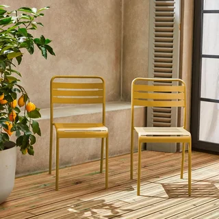 Lot 2 chaises jardin acier style bistrot Amélia empilables antirouille