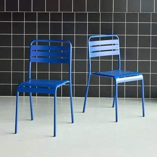 Lot 2 chaises jardin acier Amélia design bistrot empilables antirouille