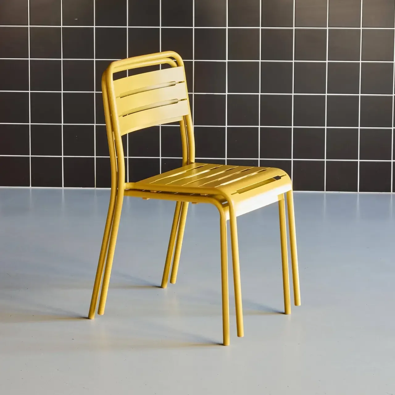 Lot 2 chaises jardin acier style bistrot Amélia empilables antirouille