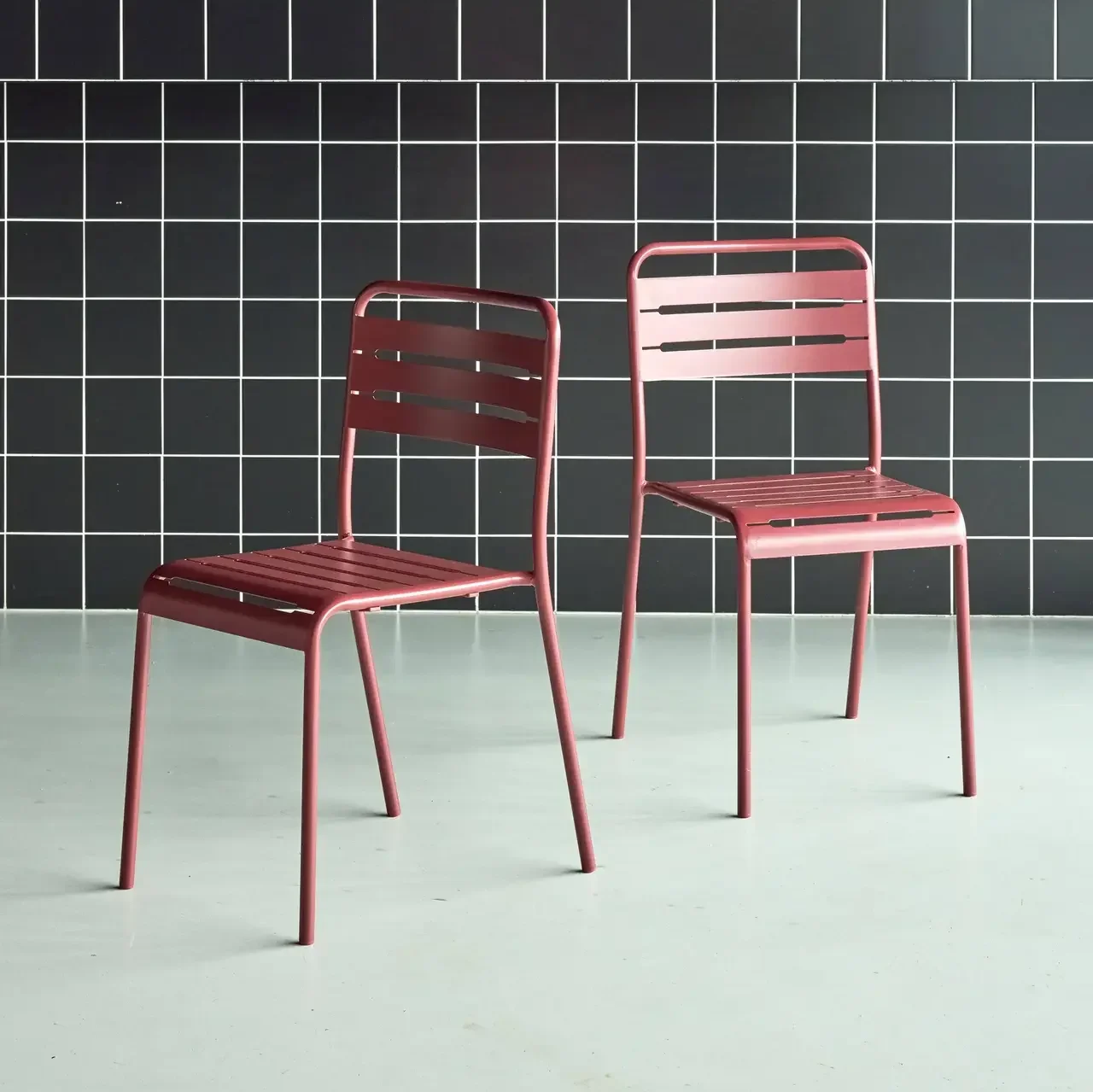 Lot de 2 chaises de jardin en acier Amélia style bistrot