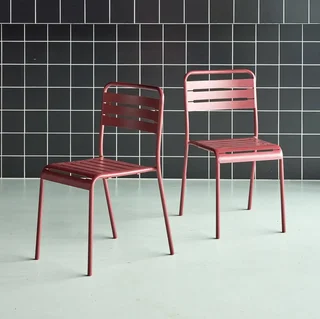 Lot de 2 chaises de jardin en acier Amélia style bistrot